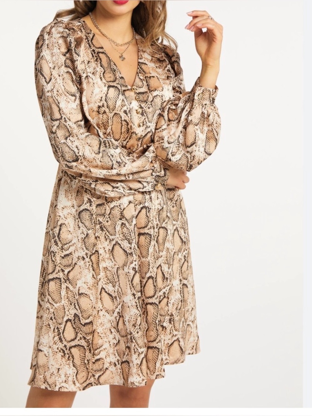 Missguided dress Plus Size Prominent Brown And Tan Snake print(SKU746)